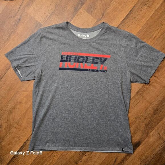 Grey blue and red hurley t-shirt size XL - Picture 1 of 7